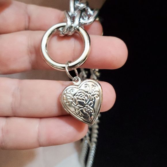CHUNKY HEART❤ LOCKET DOUBLE CHAIN NECKLACE - Picture 12 of 16